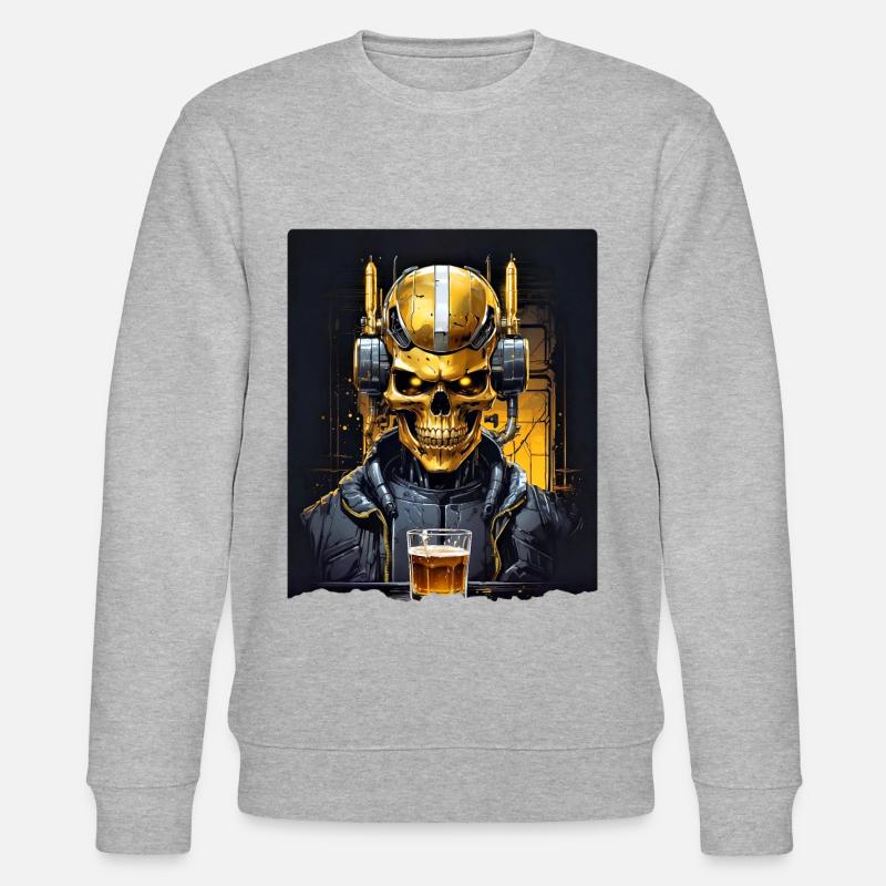Bier Skull 0.10 - Stanley/Stella Unisex Bio-Sweatshirt CHANGER  - Grau meliert