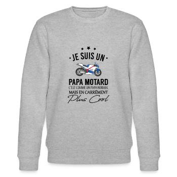 Papa motard V2 - Sweat bio CHANGER Stanley/Stella Unisexe - gris chiné - Devant - Nik (191cm) & Marisol (170cm)