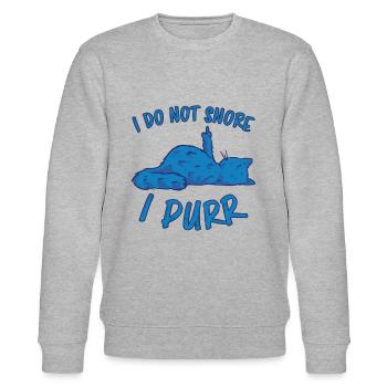 Purring Snoring Funny Saying Cat Gift - Stanley/Stella CHANGER Unisex Organic Sweatshirt - heather grey - Front - Nik (191cm) & Marisol (170cm)