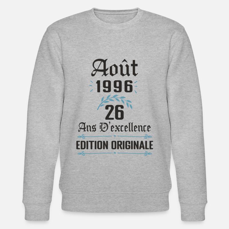26 ans anniversaire aout 1996 - Sweat bio CHANGER Stanley/Stella Unisexe - gris chiné