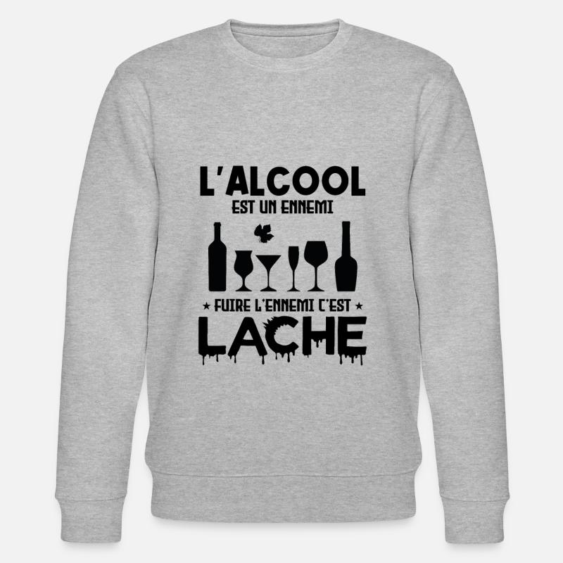 L'alcool est un ennemi - Sweat bio CHANGER Stanley/Stella Unisexe - gris chiné