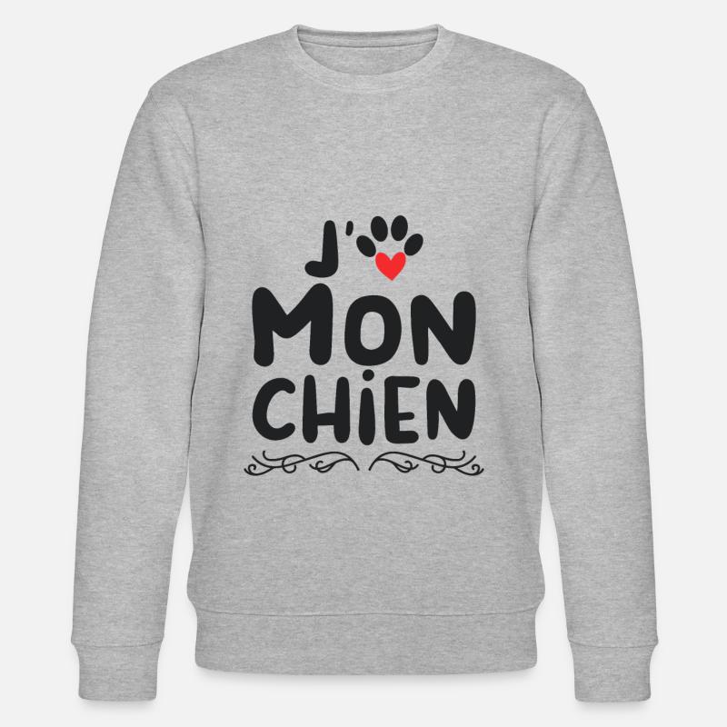 J aime mon chien - Sweat bio CHANGER Stanley/Stella Unisexe - gris chiné