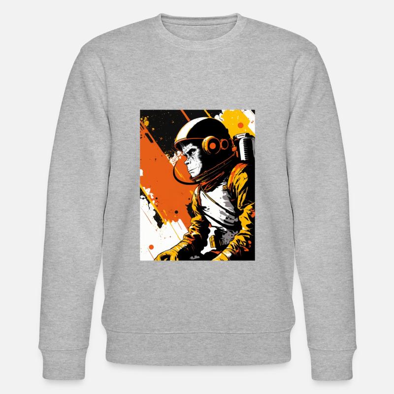 Monkey Astronaut - Stanley/Stella CHANGER Unisex Organic Sweatshirt - heather grey
