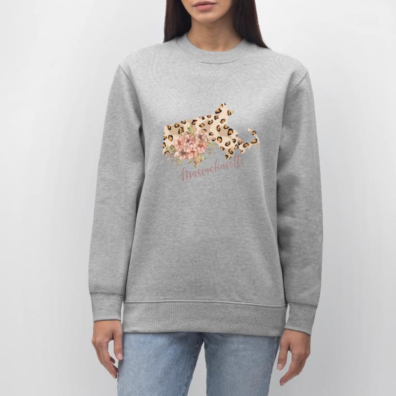 Massachusetts Leopard-pattern Map Stanley/Stella CHANGER Unisex Organic Sweatshirt