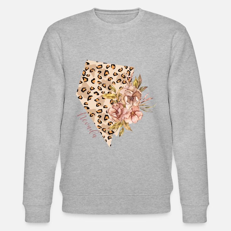 Nevada Leopard Pattern Map Leo - Stanley/Stella CHANGER Unisex Organic Sweatshirt - heather grey
