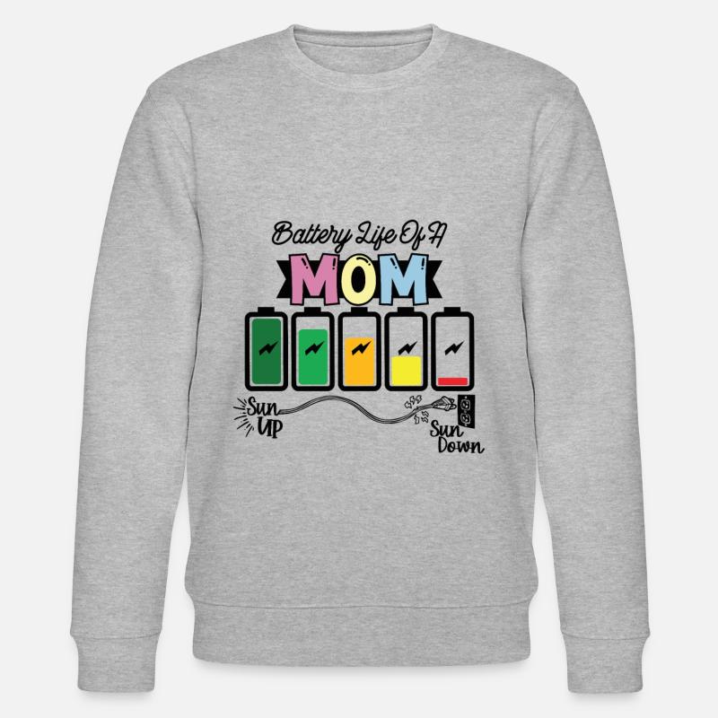 Batterielebensdauer Einer Mutter - Stanley/Stella Unisex Bio-Sweatshirt CHANGER  - Grau meliert
