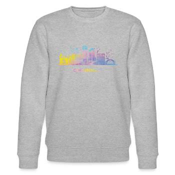 Cincinnatian Skyline Cincinnati - Stanley/Stella Unisex Bio-Sweatshirt CHANGER  - Grau meliert - Vorne - Nik (191cm) & Marisol (170cm)