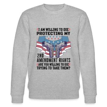 Gun Rights Gun Lover 2nd Change Gun Owners - Stanley/Stella CHANGER Unisex Organic Sweatshirt - heather grey - Front - Nik (191cm) & Marisol (170cm)