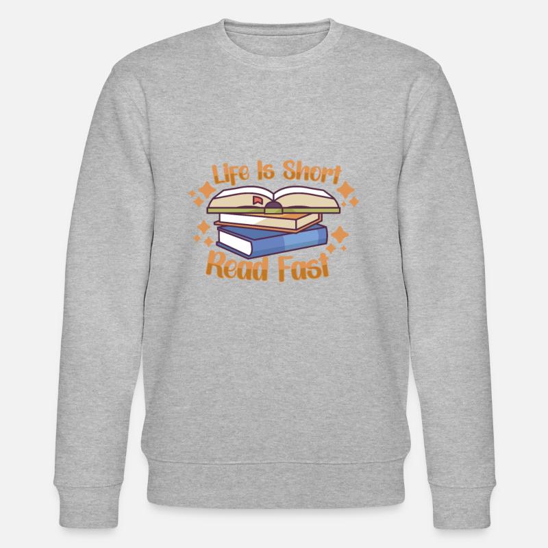 Buchleser Leseliteratur Bücherwurm Geschenkidee - Stanley/Stella Unisex Bio-Sweatshirt CHANGER  - Grau meliert