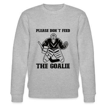 Ice Hockey Player Funny Ice Hockey Team Goalkeeper - Stanley/Stella CHANGER Unisex Organic Sweatshirt - heather grey - Front - Nik (191cm) & Marisol (170cm)