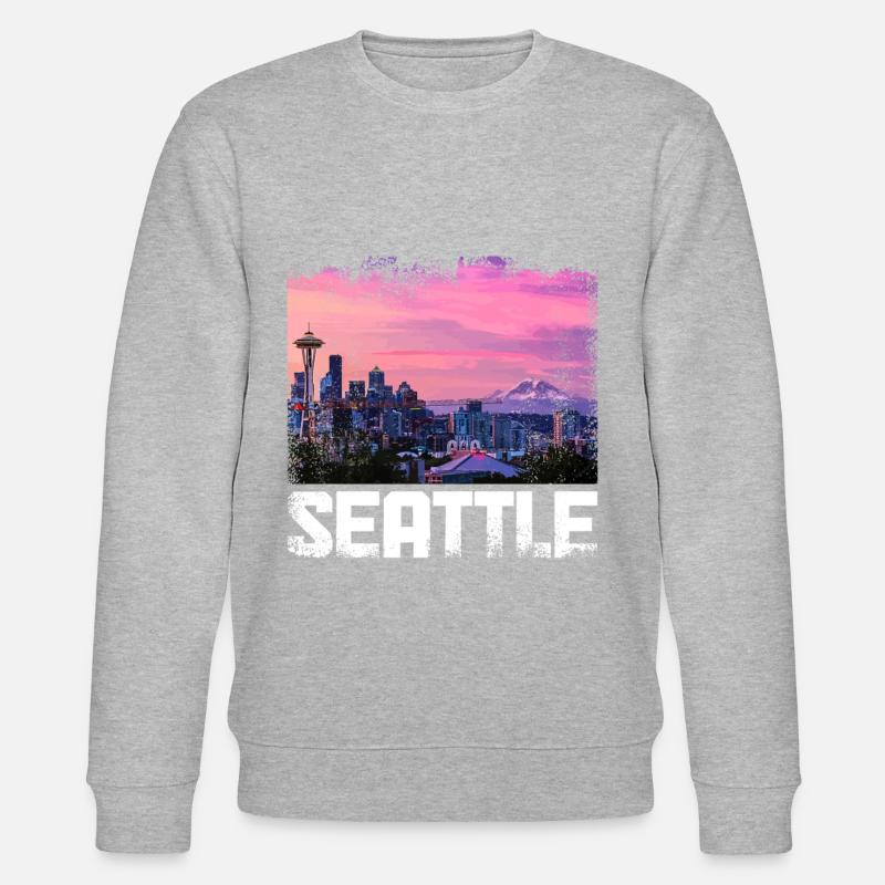 Seattle Washington Souvenir Gift - Stanley/Stella CHANGER Unisex Organic Sweatshirt - heather grey