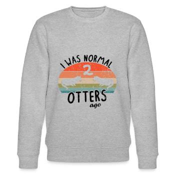 Otter Vintage Retro Zwergotter Herrchen Frauchen - Stanley/Stella Unisex Bio-Sweatshirt CHANGER  - Grau meliert - Vorne - Nik (191cm) & Marisol (170cm)