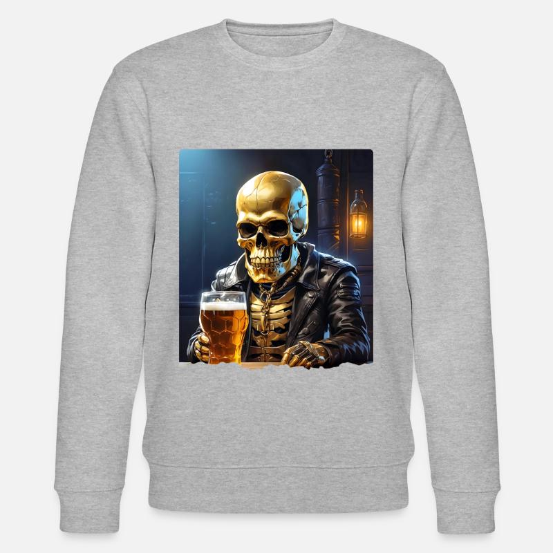 Beer Skull 0.4 - Stanley/Stella CHANGER Unisex Organic Sweatshirt - heather grey