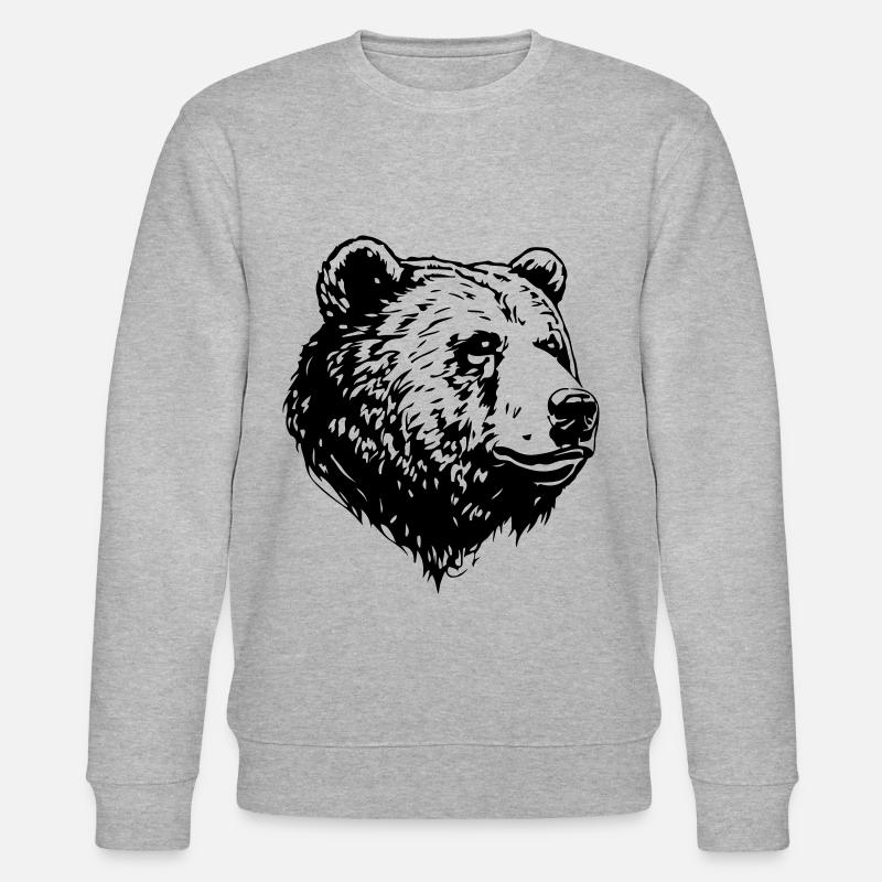 Bär Grizzly Kopf - Stanley/Stella Unisex Bio-Sweatshirt CHANGER  - Grau meliert