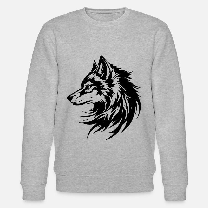 Wolf Kopf Silhouette - Stanley/Stella Unisex Bio-Sweatshirt CHANGER  - Grau meliert
