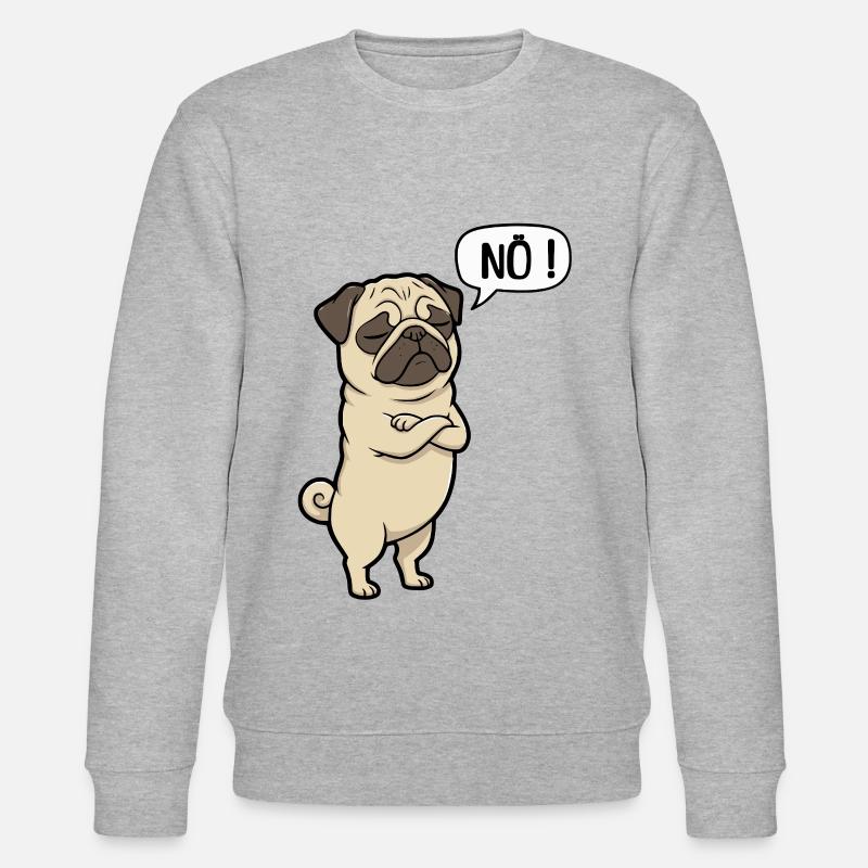 NÖ Pug Eigensinniger Mops-Charme - Stanley/Stella Unisex Bio-Sweatshirt CHANGER  - Grau meliert