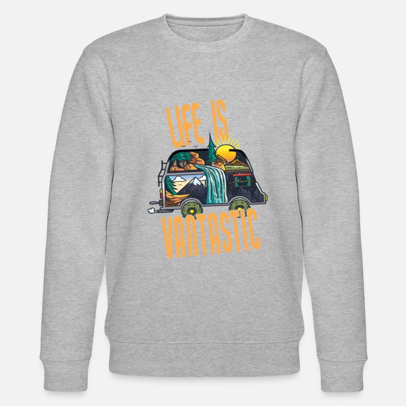 Life Is Vantastic Camper - Stanley/Stella Unisex Bio-Sweatshirt CHANGER  - Grau meliert