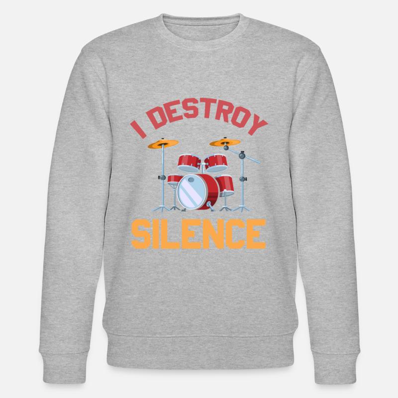 I Destroy Silence Drummer - Stanley/Stella Unisex Bio-Sweatshirt CHANGER  - Grau meliert