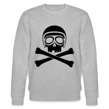 Totenkopf mit Helm und Brille schwarz - Stanley/Stella Unisex Bio-Sweatshirt CHANGER  - Grau meliert - Vorne - Nik (191cm) & Marisol (170cm)