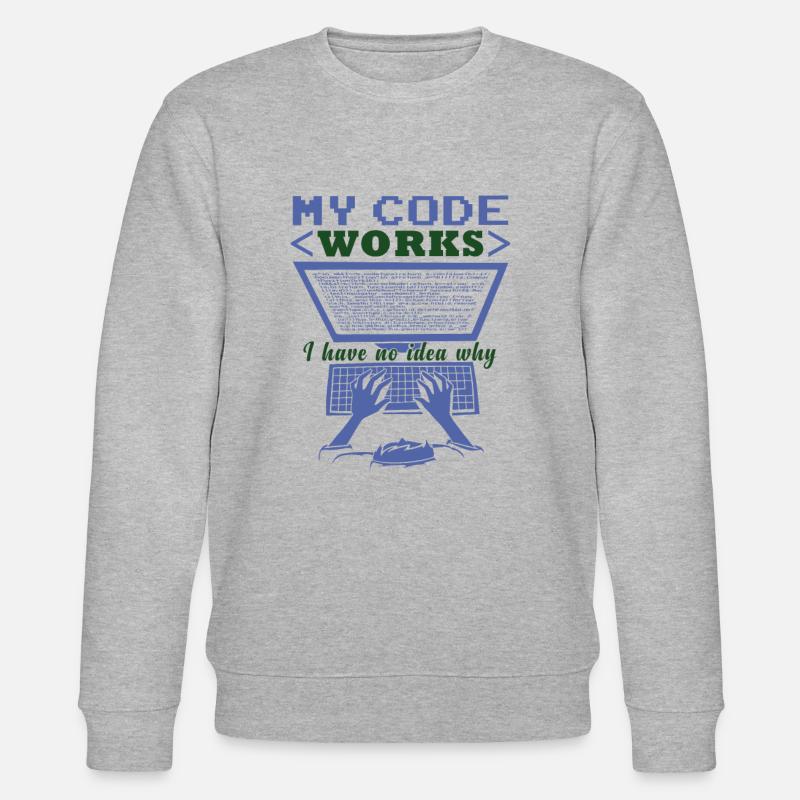 Funny Code Joke Coding - Stanley/Stella CHANGER Unisex Organic Sweatshirt - heather grey