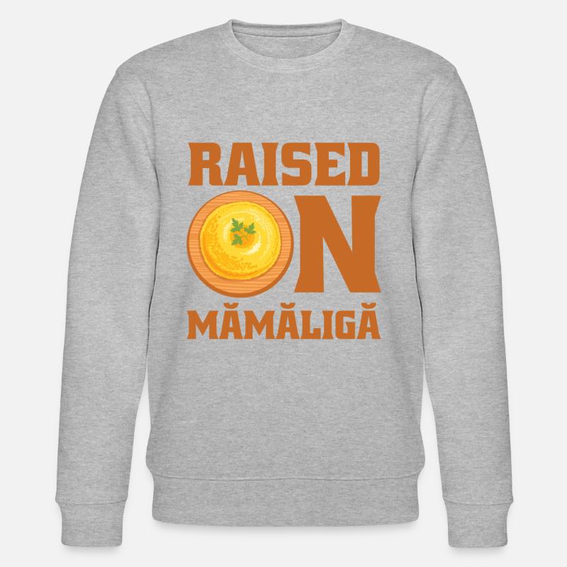 Aufgewachsen mit rumänischem Mamaliga-Essen - Stanley/Stella Unisex Bio-Sweatshirt CHANGER  - Grau meliert