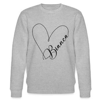 Bianca Name Herzlinie - Stanley/Stella Unisex Bio-Sweatshirt CHANGER  - Grau meliert - Vorne - Nik (191cm) & Marisol (170cm)