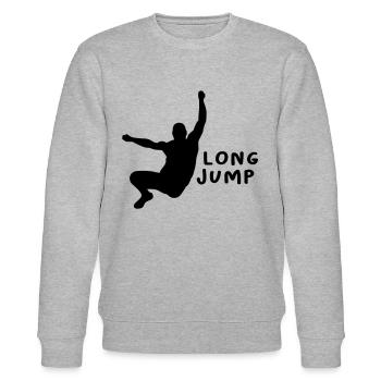 Weitsprung Design Geschenk - Stanley/Stella Unisex Bio-Sweatshirt CHANGER  - Grau meliert - Vorne - Nik (191cm) & Marisol (170cm)