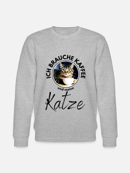 Katze Katzen Kaffee - Stanley/Stella Unisex Bio-Sweatshirt CHANGER - Grau meliert