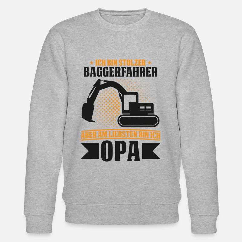 Stolzer Baggerfahrer Baggerführer und Opa - Stanley/Stella Unisex Bio-Sweatshirt CHANGER  - Grau meliert