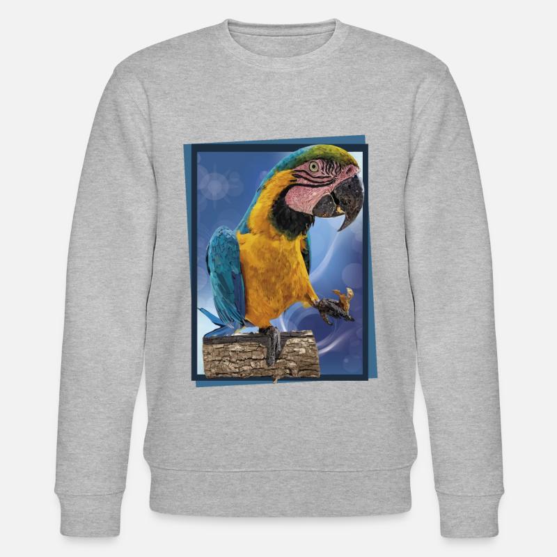 Der blau-gelbe Ara - Stanley/Stella Unisex Bio-Sweatshirt CHANGER  - Grau meliert