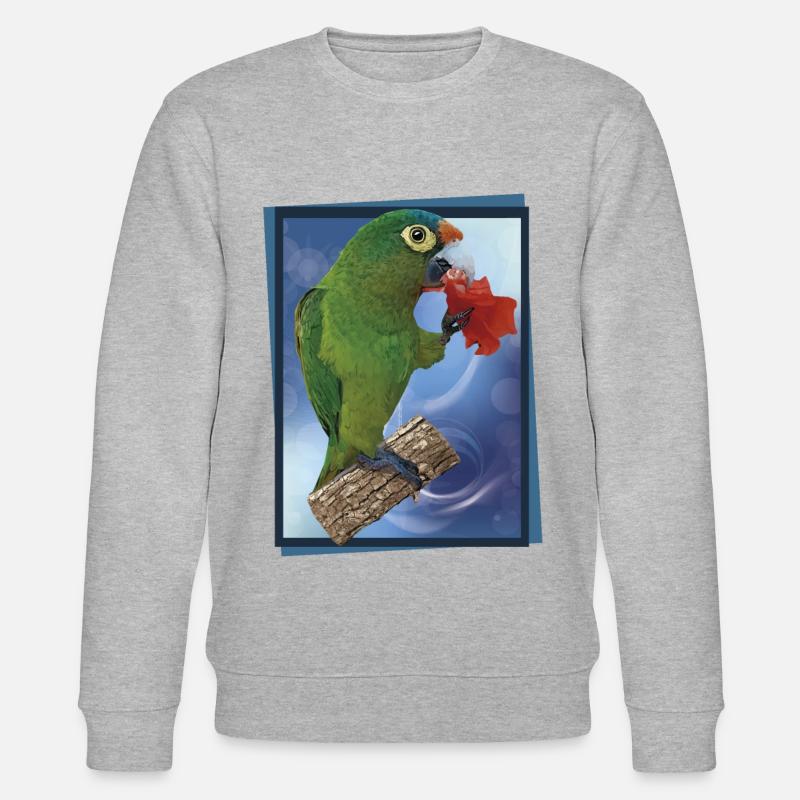 Orange-fronted parakeet - Stanley/Stella CHANGER Unisex Organic Sweatshirt - heather grey