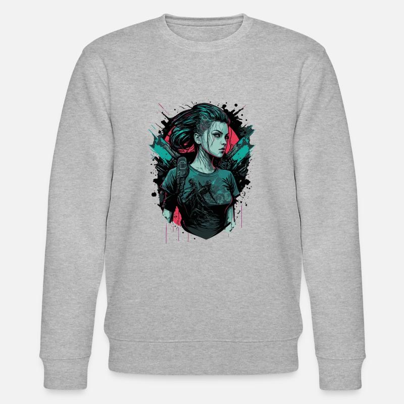 Dessin cool d’une belle fille - Sweat bio CHANGER Stanley/Stella Unisexe - gris chiné