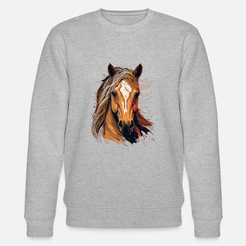 Pferde Illustration - Stanley/Stella Unisex Bio-Sweatshirt CHANGER  - Grau meliert