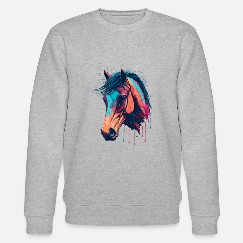 Dessin de tête de cheval - Sweat bio CHANGER Stanley/Stella Unisexe - gris chiné