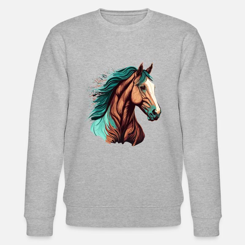 Atemberaubendes Pferdekopf-Kunstwerk - Stanley/Stella Unisex Bio-Sweatshirt CHANGER - Grau meliert