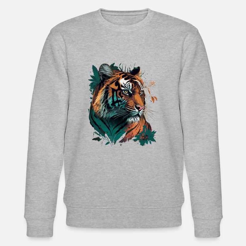 Tigergesicht - Stanley/Stella Unisex Bio-Sweatshirt CHANGER  - Grau meliert