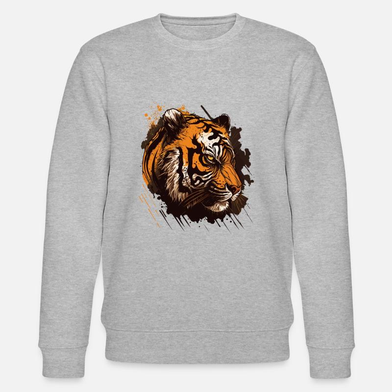 Unheimlicher Tiger - Stanley/Stella Unisex Bio-Sweatshirt CHANGER  - Grau meliert