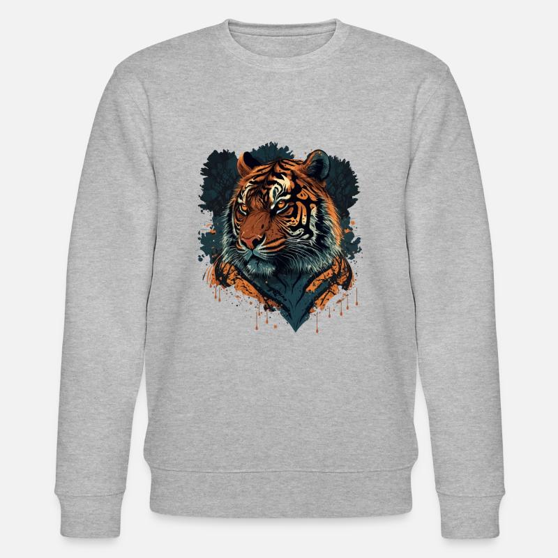 Conception de tigre plat - Sweat bio CHANGER Stanley/Stella Unisexe - gris chiné
