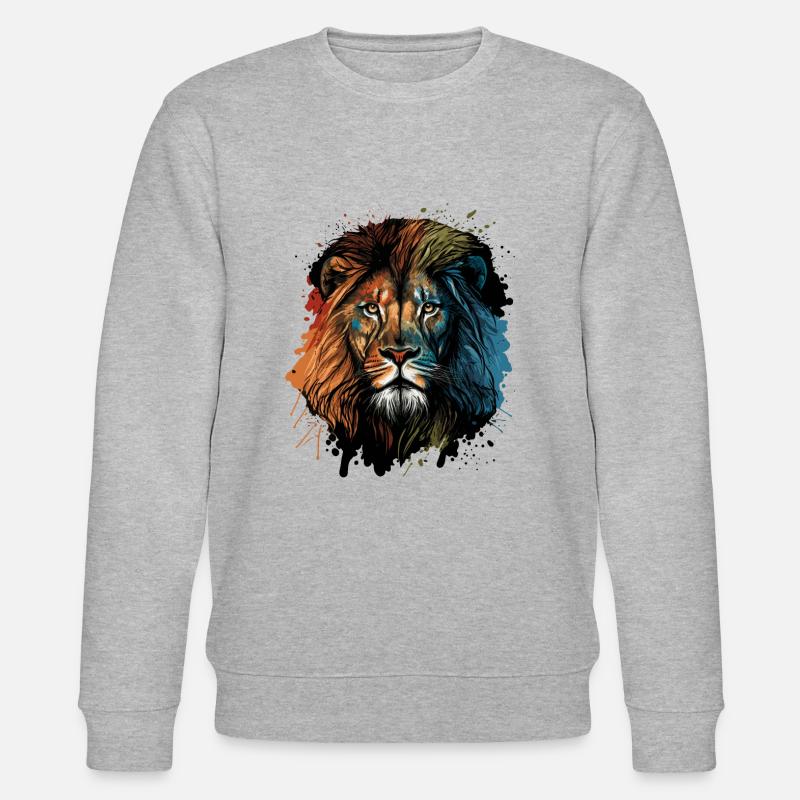 Lion Pop Art - Stanley/Stella Unisex Bio-Sweatshirt CHANGER  - Grau meliert