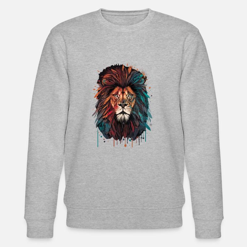 Le lion aime les chats - Sweat bio CHANGER Stanley/Stella Unisexe - gris chiné