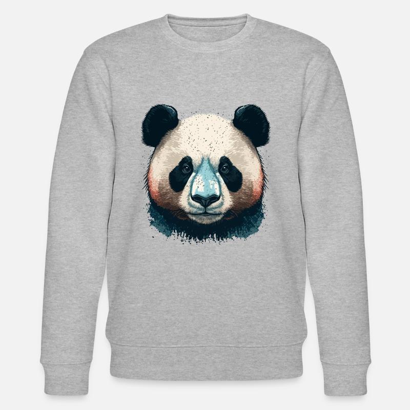 Panda-Gesicht - Stanley/Stella Unisex Bio-Sweatshirt CHANGER  - Grau meliert