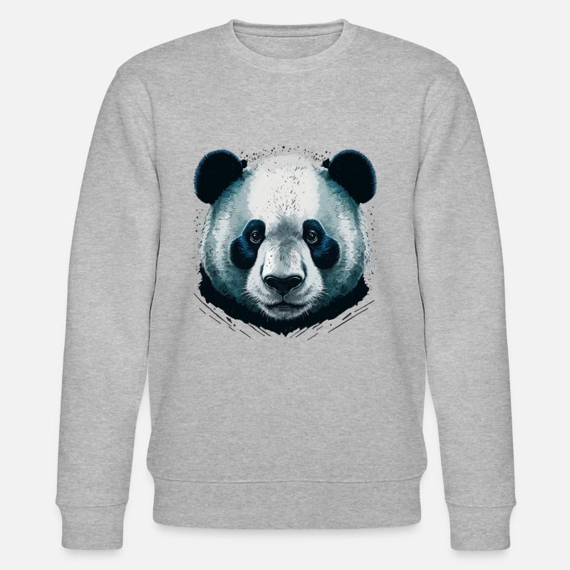 Realistischer Pandakopf - Stanley/Stella Unisex Bio-Sweatshirt CHANGER  - Grau meliert