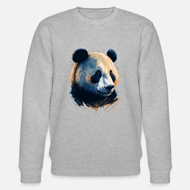 Panda Bär Geschenkidee - Stanley/Stella Unisex Bio-Sweatshirt CHANGER  - Grau meliert