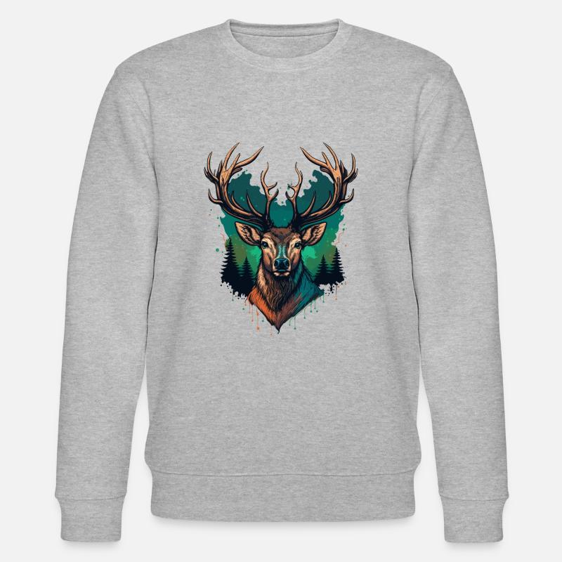 Hirsch Silhouette - Stanley/Stella Unisex Bio-Sweatshirt CHANGER  - Grau meliert