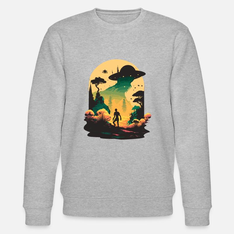 Ufo im Wald - Stanley/Stella Unisex Bio-Sweatshirt CHANGER  - Grau meliert