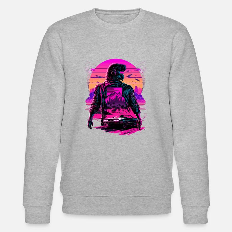 Futuristische Synthwave - Stanley/Stella Unisex Bio-Sweatshirt CHANGER  - Grau meliert