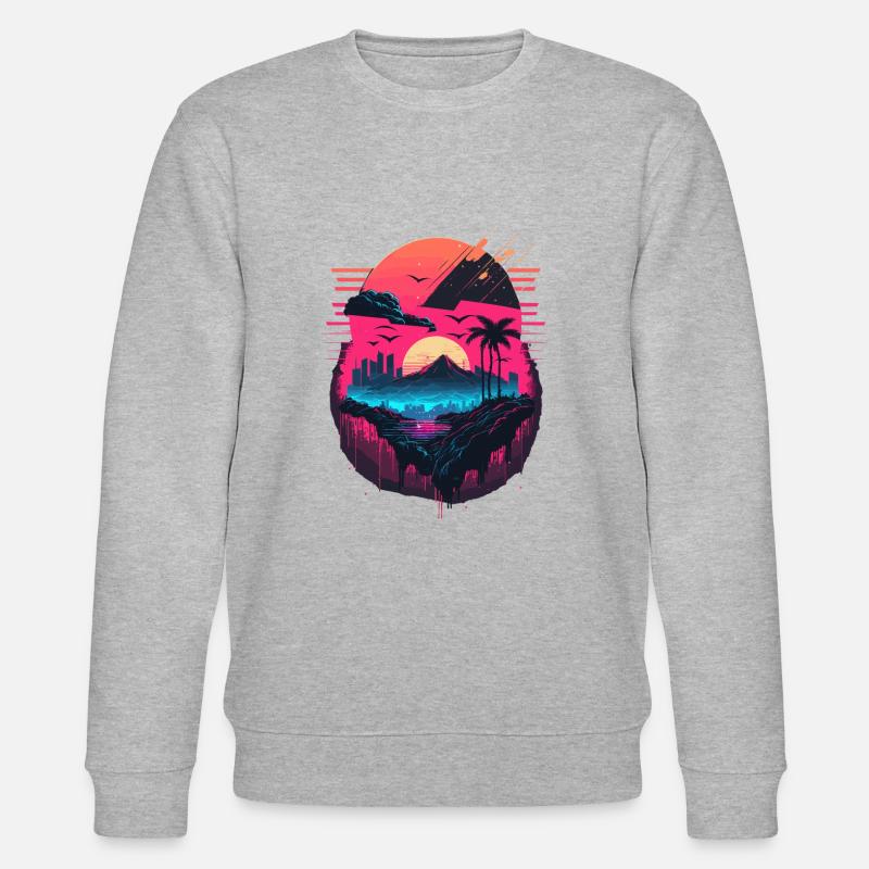 Synthwave Sonnenuntergang - Stanley/Stella Unisex Bio-Sweatshirt CHANGER  - Grau meliert