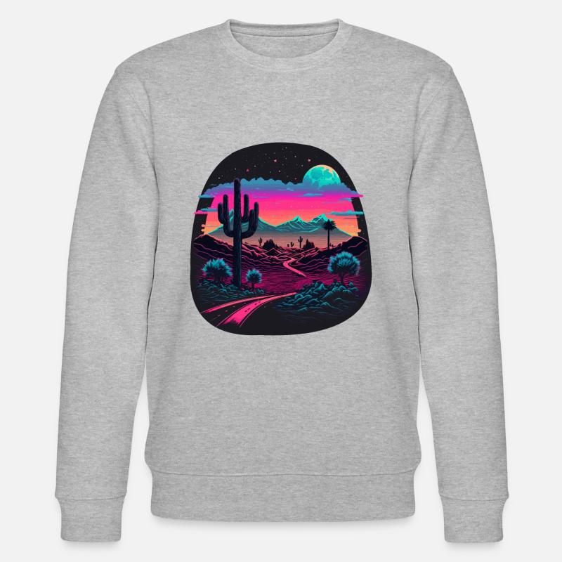 Retro Landschaft - Stanley/Stella Unisex Bio-Sweatshirt CHANGER  - Grau meliert