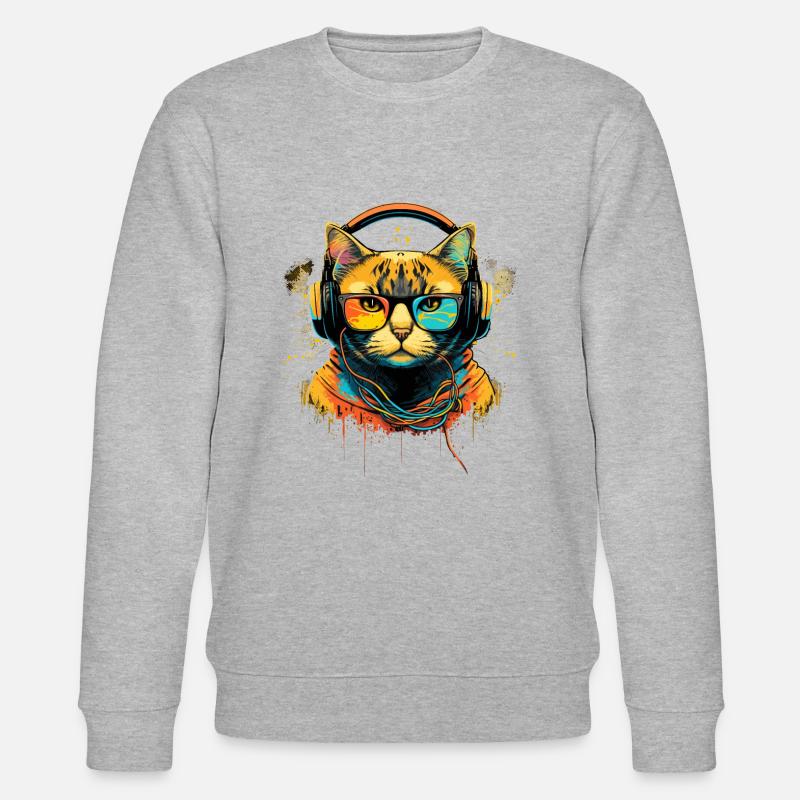 DJ Katze - Stanley/Stella Unisex Bio-Sweatshirt CHANGER  - Grau meliert