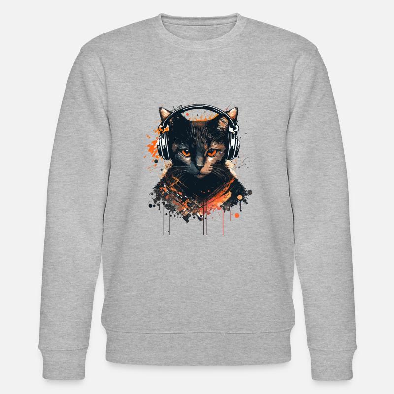 Gamer Katze - Stanley/Stella Unisex Bio-Sweatshirt CHANGER  - Grau meliert